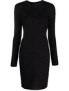 Givenchy Ribbed-knit Wool Dress In Schwarz