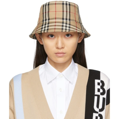 Burberry Checked Cotton-blend Twill Bucket Hat In Beige