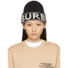 Burberry Womens Black Logo-pattern Cashmere Beanie Hat