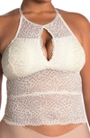 Just One Lace Halter Crop Bralette In Ivory
