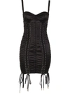 Dolce & Gabbana Laced Bustier-bodice Satin Mini Dress In Schwarz