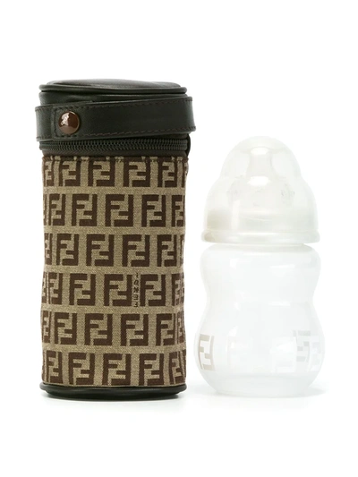 Fendi Babies' Logo Print Bottle Bag In Brown