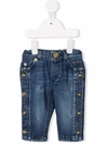 BALMAIN MEDIUM BLUE KIDS JEANS WITH GOLD EMBOSSED BUTTONS,6P6850-D0004 621