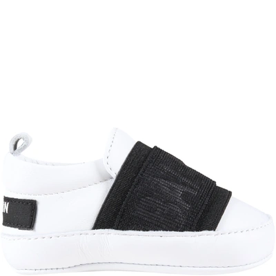 Balmain White Sneakers For Babykids With Logo