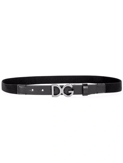 Dolce & Gabbana Kids' Logo-buckle Belt In Black