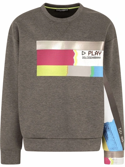 Dolce & Gabbana Graphic-print Cotton Sweatshirt In Grey