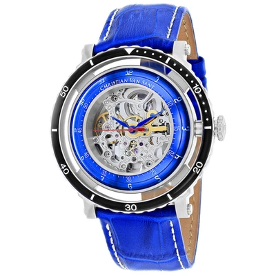 Christian Van Sant Dome Skeleton 45mm Watch In Blue