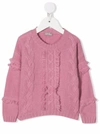 Il Gufo Kids Pink Sweater With Braids And Fringes In Pink