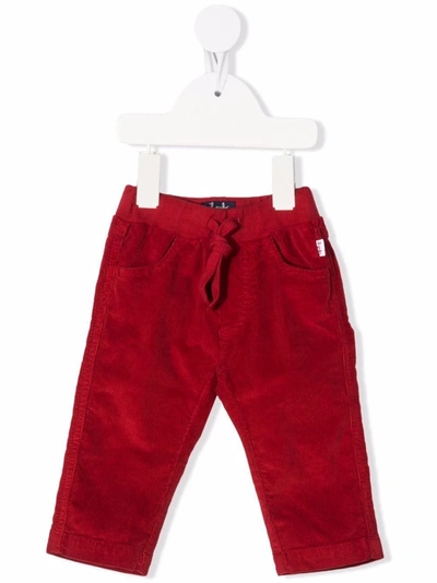 Il Gufo Babies' Ribbed Trousers With Drawstring In Red