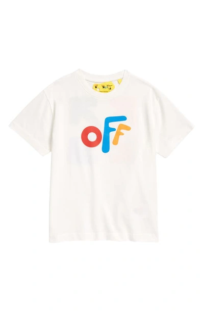 Off-white Kid's Multicolor Logo & Arrow Graphic T-shirt In White