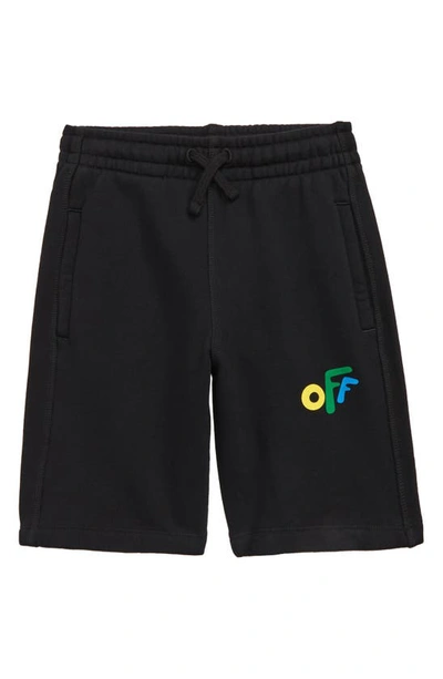 Off-white Black Rounded Kids Sports Shorts In Black Multi