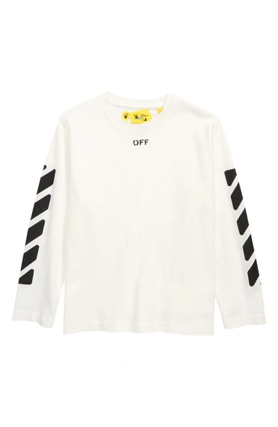 Off-white Kids' Logo Print Cotton Jersey T-shirt In Белый