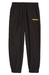 Off-white Black And Yellow Kids Script Logo Technical Joggers In Black Yellow