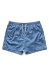 Marwida Print Recycled Swim Trunks In Deep Teal Waves