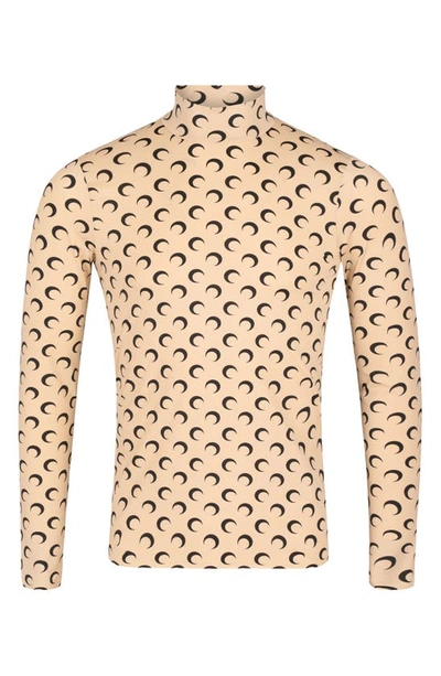 Marine Serre Unisex Second Skin Mock Neck Top In Tan