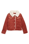 CHLOÉ KIDS' CORDUROY JACKET WITH FAUX SHEARLING TRIM,C16394