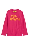 Off-white Kids' Floral Logo Arrow Graphic Tee In Fuchsia Orange