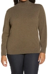 Lafayette 148 Metallic Trim Kindcashmere Turtleneck Sweater In Woodland Green Melange