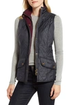 Barbour Cavalry Fleece-lined Quilted Vest In Navy/ Merlot