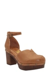 Sbicca Donerail Ankle Strap Clog In Tan Leather
