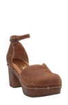 Sbicca Donerail Ankle Strap Clog In Rust Leather