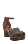 Sbicca Donerail Ankle Strap Clog In Charcoal Leather