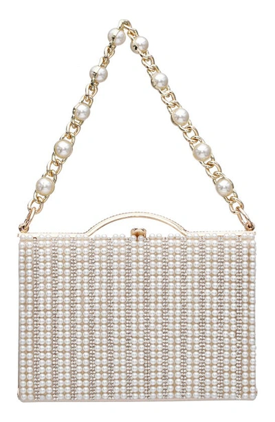 Nina Issa White Imitation Pearl & Crystal Clutch In White/ Gold