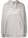 Junya Watanabe Slogan-print Cotton Hoodie In Grey