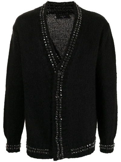 Amiri Crystal Embellished Cashmere Cardigan In 黑色