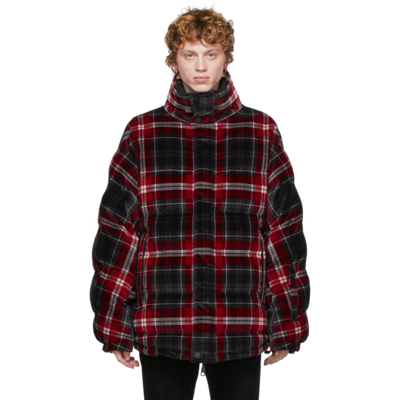 Dolce & Gabbana Reversible Velvet Jacket With All-over Check Print In Red