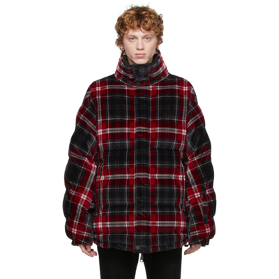 Dolce & Gabbana Reversible Black & Red Quilted Check Jacket In Multi