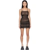 Misbhv Mesh Monogram Draped Mini Dress In Black