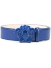 Versace Medusa Head Leather Belt In Blue