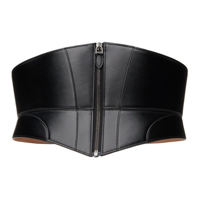 Alaïa The Zip Large Leather Corset Belt In 999 Black