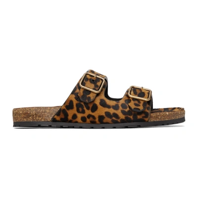 Saint Laurent Jimmy Leopard-print Calf-hair Sandals In Brown