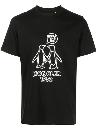 Moncler Break The Ice Penguin Graphic-print T-shirt In Black