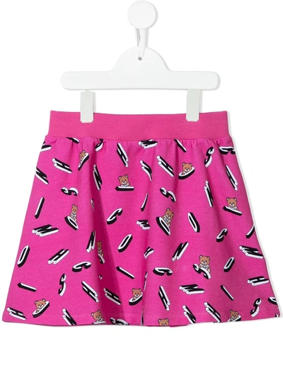 Moschino Kids' Teddy Bear Motif Skirt In Pink