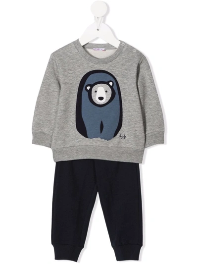 Il Gufo Babies' Bear-print Cotton Tracksuit Set In Blue