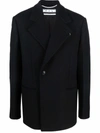 Off-white Double-breasted Short Coat In Black