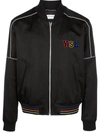 Saint Laurent Embroidered Logo Zipped Bomber Jacket In Black
