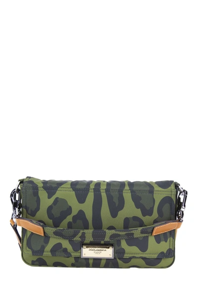 Dolce & Gabbana Leopard-print Crossbody Bag In Green