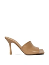 Bottega Veneta Leather Square Toe Sandal Neutral In Brown