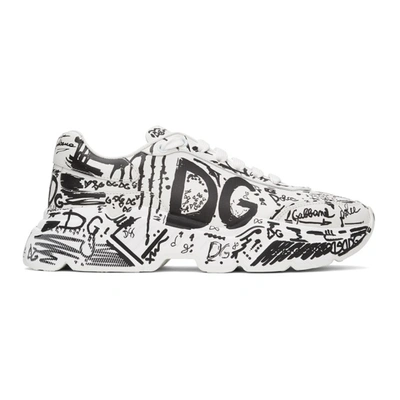 Dolce & Gabbana Hand-painted Graffiti Daymaster Trainers In Weiss