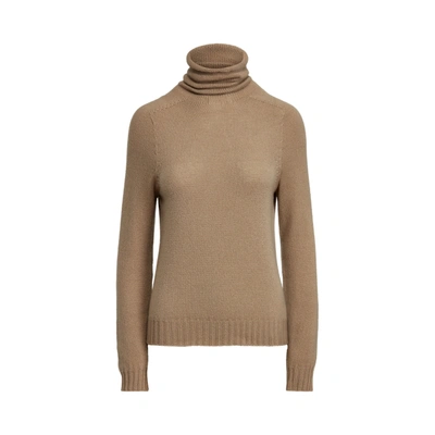 Ralph Lauren Cashmere Long-sleeve Funnelneck Sweater In Morel