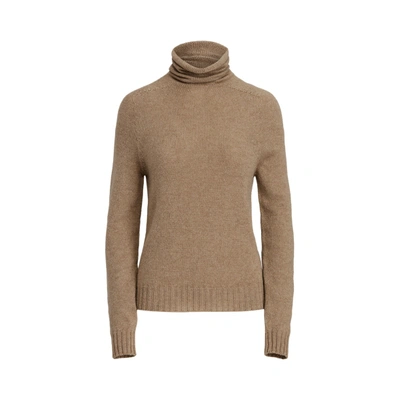 Ralph Lauren Cashmere Long-sleeve Funnelneck Sweater In Fawn Melange