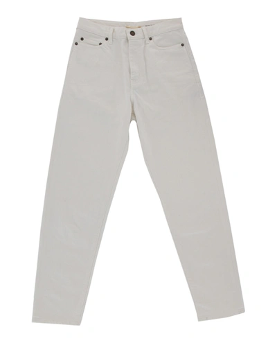 Saint Laurent Cropped Boyfriend Jeans In White