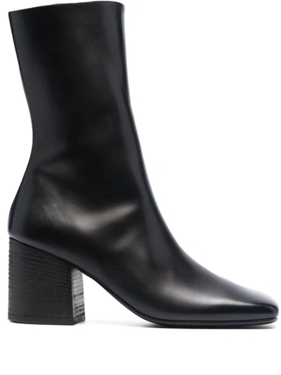 Marsèll Black Netta 65 Leather Ankle Boots In Grey