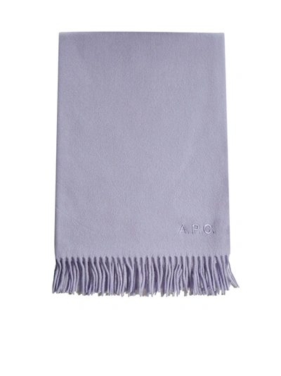 Apc Alix Wool Scarf With Fringes In Lilac