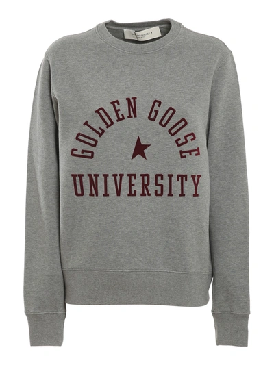 Golden Goose Logo-print Crew Neck Sweatshirt In Grey