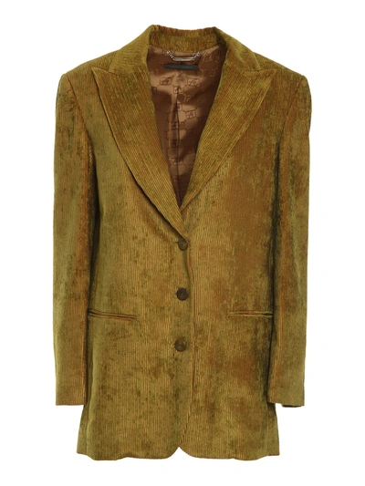 Alberta Ferretti Corduroy Blazer In Green